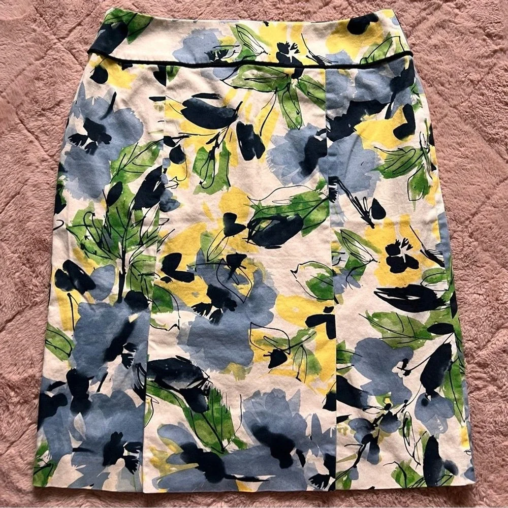Alex Marie Floral Print Pencil Skirt Preppy Minimalist Cottage‎ Old Money Size 4